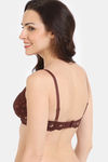 Zivame Cosmic Romance Double Layered Non Wired Medium Coverage Lace Bra - Rum Raisin — thumbnail 2
